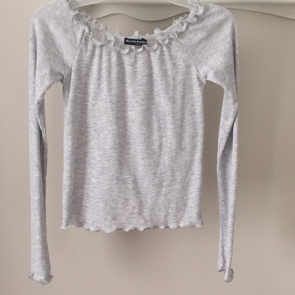BRABDY MELVILLE GREY OFF THE SHOULDER TOP